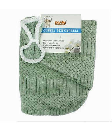 Cuffia Asciugamano Shampoo Bagno Doccia Asciuga Capelli Fiocchetto Verde 79632