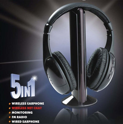 CUFFIA CUFFIE WIRELESS 5 IN 1 SENZA FILI WI-FI MICROFONO RADIO FM  Trade Shop italia - Napoli, Commerciovirtuoso.it