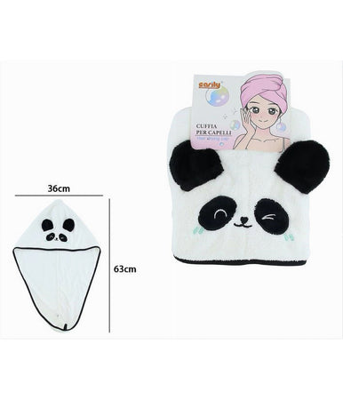 Cuffia Per Capelli Asciugamano Assorbente Shampoo Bagno Doccia Asciuga Panda 10732