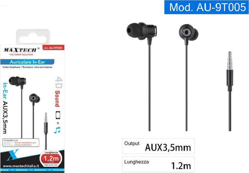 Cuffie Auricolari In-ear Connettore Aux 3,5mm Filo Da 1,2 Mt Smartphone Au-9t005 Elettronica/Cuffie auricolari e accessori/Cuffie/Cuffie In-Ear Trade Shop italia - Napoli, Commerciovirtuoso.it