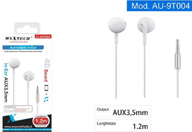 Cuffie Auricolari In-ear Connettore Aux 3,5mm Per Smartphone Suono 4d Au-9t004 Elettronica e telefonia > Telefonia Fissa e Mobile > Accessori Smartphone > Cuffie e Auricolari Trade Shop italia - Napoli, Commerciovirtuoso.it