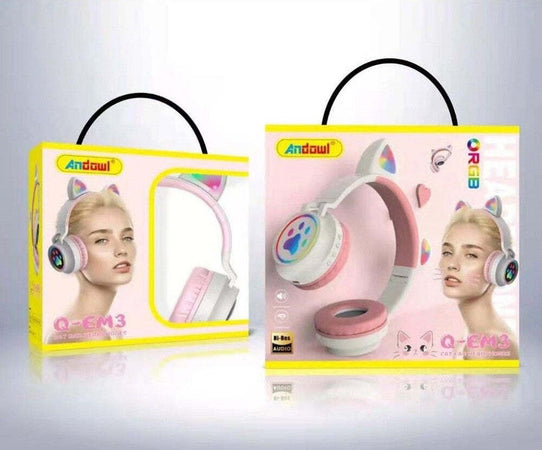 Cuffie Auricolari Q-em3 Wireless Bluetooth Filo Orecchio Di Gatto Led Microfono Elettronica/Cuffie auricolari e accessori/Cuffie/Cuffie Over-Ear Trade Shop italia - Napoli, Commerciovirtuoso.it