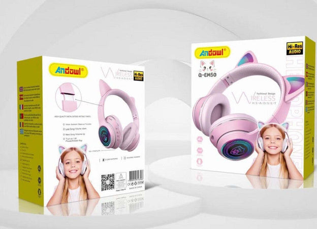 Cuffie Auricolari Wireless/cablate Orecchie Gatto Ricaricabili Bluetooth Q-em50 Elettronica/Cuffie auricolari e accessori/Cuffie/Cuffie Over-Ear Trade Shop italia - Napoli, Commerciovirtuoso.it