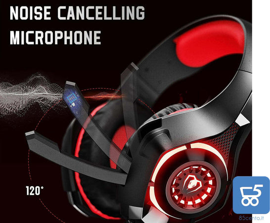 Cuffie Beexcelent gm-1 Gaming led rosse per PS4 Xbox PC Tablet cancellazione del rumore 3.5mm Jack bassi profondi - Bulk no confezione