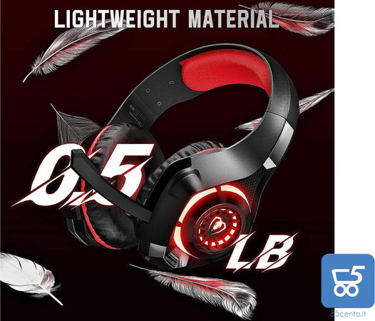 Cuffie Beexcelent gm-1 Gaming led rosse per PS4 Xbox PC Tablet cancellazione del rumore 3.5mm Jack bassi profondi - Bulk no confezione
