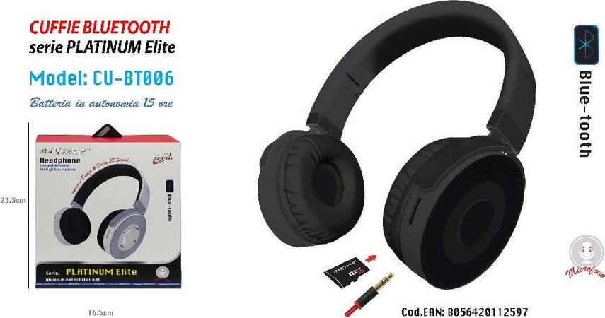 Cuffie Bluetooth Microfono Autonomia 15 Ore Smartphone Musica Maxtech Cu-bt006 Cuffie e Auricolari Trade Shop italia - Napoli, Commerciovirtuoso.it