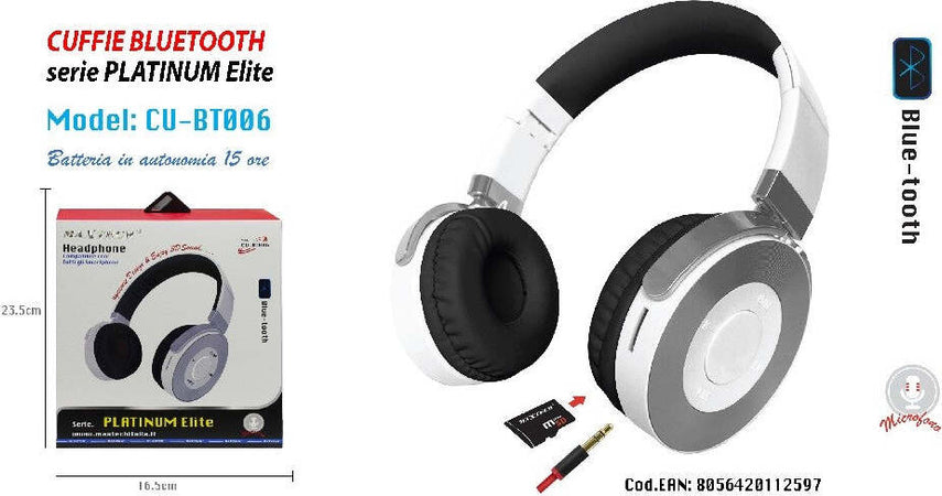 Cuffie Bluetooth Microfono Autonomia 15 Ore Smartphone Musica Maxtech Cu-bt006 Cuffie e Auricolari Trade Shop italia - Napoli, Commerciovirtuoso.it