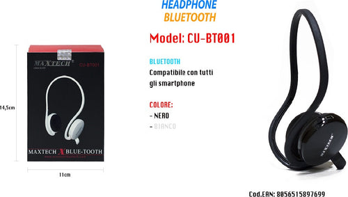 Cuffie Bluetooth Wireless Con Archetto Da Collo E Microfono Vivavoce Maxtech Cu-bt001 Cuffie e Auricolari Trade Shop italia - Napoli, Commerciovirtuoso.it