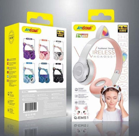 Cuffie Bluetooth Wireless Gaming Auricolare Led Orecchie Gatto Smartphone Q-em51 Elettronica/Cuffie auricolari e accessori/Cuffie/Cuffie Over-Ear Trade Shop italia - Napoli, Commerciovirtuoso.it