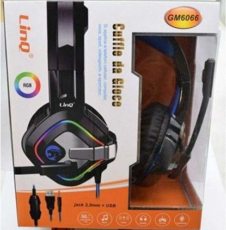 Cuffie Cablate Stereo Con Microfono Jack Usb Luci Rgb Led Gaming Film Pc Gm6066 Elettronica/Cuffie auricolari e accessori/Cuffie/Cuffie Over-Ear Trade Shop italia - Napoli, Commerciovirtuoso.it