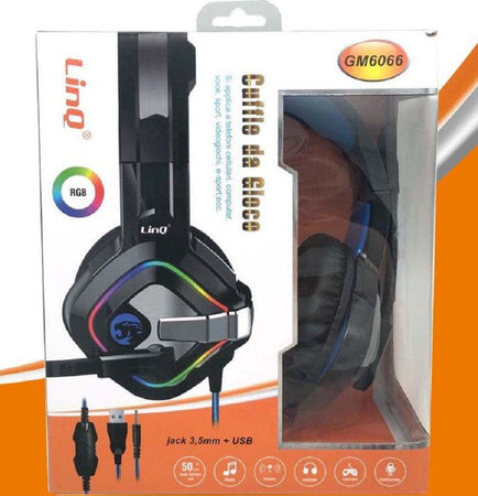 Cuffie Cablate Stereo Con Microfono Jack Usb Luci Rgb Led Gaming Film Pc Gm6066 Elettronica/Cuffie auricolari e accessori/Cuffie/Cuffie Over-Ear Trade Shop italia - Napoli, Commerciovirtuoso.it