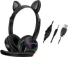 Cuffie con Microfono Hi-FI Stereo Alta Qualità con Luce Led Jack 3,5mm Cat Ear AKZ-020