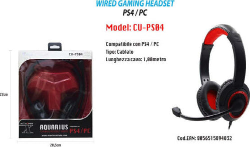 Cuffie-Gaming-Con-Microfono-Wired-Aquarius-Compatibile-Per-Ps4-/-Pc-Maxtech-Cu-ps04