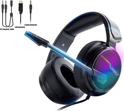 Cuffie Gaming XIBERIA V20 7.1 Surround Sound con cavo da 1,95 metri e microfono con cancellazione del rumore per laptop, computer, Mac e Macbook con luce RGB