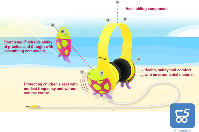 Cuffie per Bambini Monster Series 6-12 anni Jack 3,5mm 32Ω Limite Volume 90db
