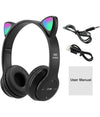 Cuffie Per Bambini Pieghevoli Senza Fili Con Orecchie Di Gatto A Led Bluetooth