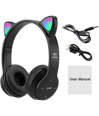 Cuffie Per Bambini Pieghevoli Senza Fili Con Orecchie Di Gatto A Led Bluetooth