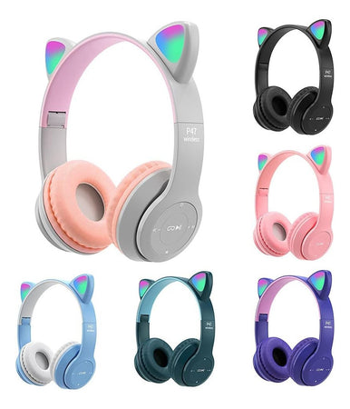 Cuffie Per Bambini Pieghevoli Senza Fili Con Orecchie Di Gatto A Led Bluetooth