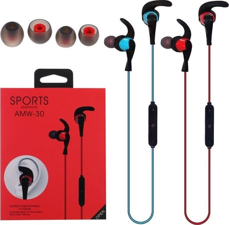 CUFFIE SPORT STEREO AUDIO AURICOLARI BLUETOOTH 4.1 SENZA FILI PER SMARTPHONE AMW-30  Trade Shop italia - Napoli, Commerciovirtuoso.it