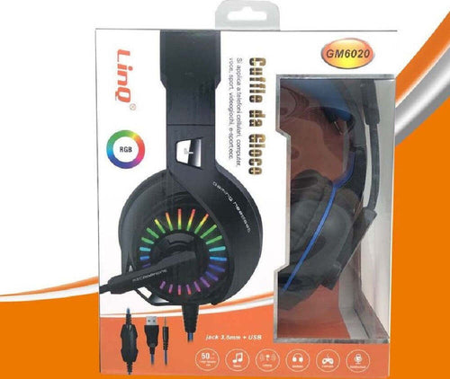 Cuffie Stereo Con Microfono Jack 3.5mm + Usb Con Led Gaming Giochi Film Pc Gm6020 Elettronica/Cuffie auricolari e accessori/Cuffie/Cuffie Over-Ear Trade Shop italia - Napoli, Commerciovirtuoso.it