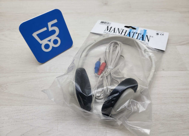 Cuffie Stereo PC con Microfono MANHATTAN Bianche SH-18B doppio Jack 3,5" - Chat Videocall