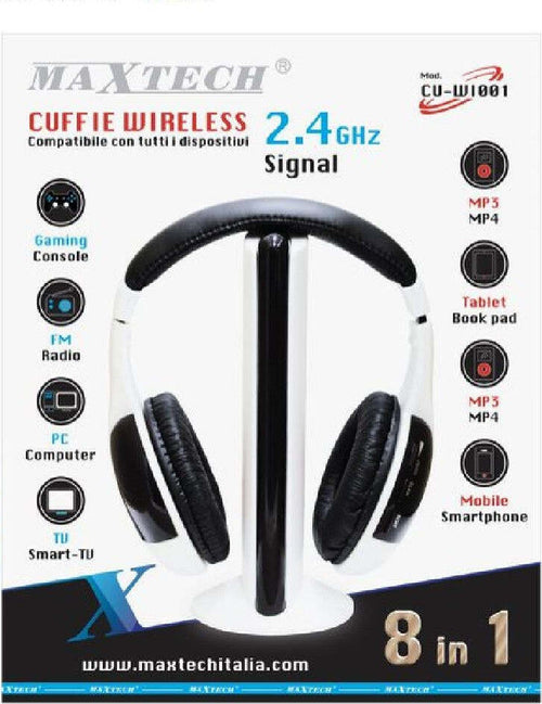 Cuffie Wifi Wireless Per Tv Pc Mp3 Senza Fili Con Radio Fm Musica Stereo Maxtech Cu-wi001 Elettronica/Cuffie auricolari e accessori/Cuffie/Cuffie In-Ear Trade Shop italia - Napoli, Commerciovirtuoso.it