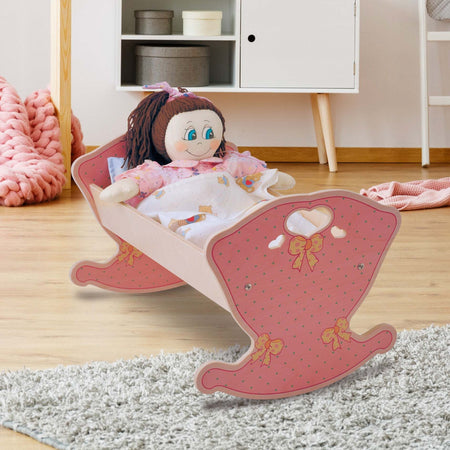 Culla per Bambole - Rosa Gioco in Legno per Bambini Dida