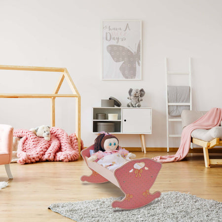 Culla per Bambole - Rosa Gioco in Legno per Bambini Dida