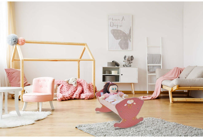 Culla per Bambole - Rosa Gioco in Legno per Bambini Dida