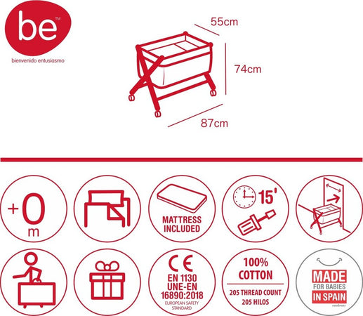 Culla X Di Legno Une Be Lion Gris/Bianco 55X87X74 Cm Casa e cucina/Arredamento/Cameretta bambini/Lettini per neonati e bambini/Culle basculanti La Casa Del Bebè - Napoli, Commerciovirtuoso.it