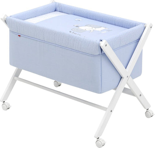 Culla X Di Legno Une Be Zoe Celeste/Bianco Casa e cucina/Arredamento/Cameretta bambini/Lettini per neonati e bambini/Culle basculanti La Casa Del Bebè - Napoli, Commerciovirtuoso.it