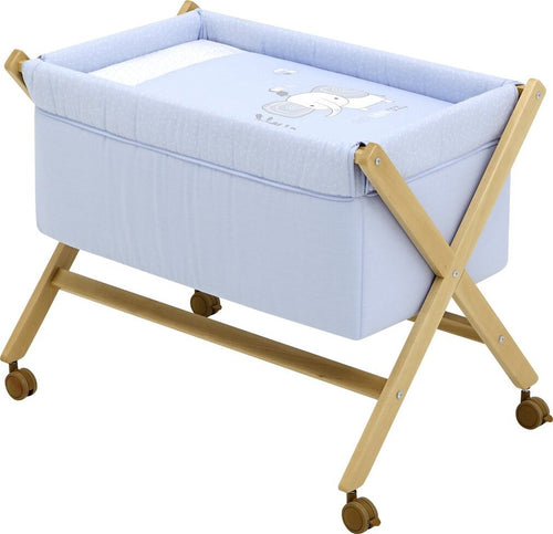 Culla X Di Legno Une Be Zoe Celeste/Natural Casa e cucina/Arredamento/Cameretta bambini/Lettini per neonati e bambini/Culle basculanti La Casa Del Bebè - Napoli, Commerciovirtuoso.it