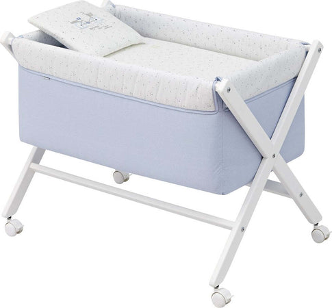 Culla X Di Legno Une Sky Celeste/Bianco Casa e cucina/Arredamento/Cameretta bambini/Lettini per neonati e bambini/Culle basculanti La Casa Del Bebè - Napoli, Commerciovirtuoso.it