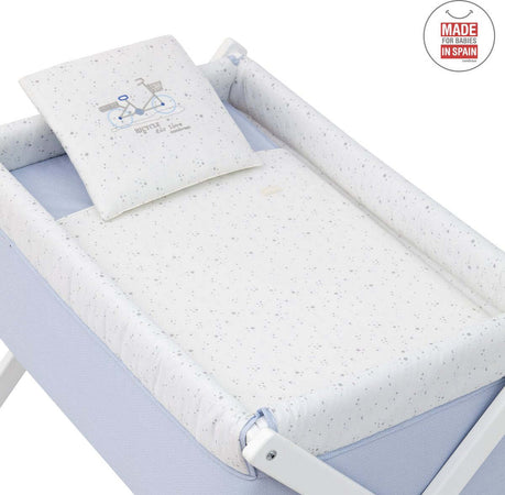 Culla X Di Legno Une Sky Celeste/Bianco Casa e cucina/Arredamento/Cameretta bambini/Lettini per neonati e bambini/Culle basculanti La Casa Del Bebè - Napoli, Commerciovirtuoso.it