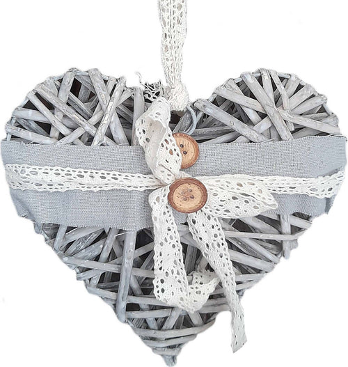 Cuore Da Appendere In Legno Grigio Stile Shabby Chic Con Fiocco Cuore Decorazione Interni Legno E Pizzo Bianco Grigio 17x14 Cm Casa e cucina/Decorazioni per interni/Accessori decorativi/Ghirlande Ideart - Valdilana, Commerciovirtuoso.it