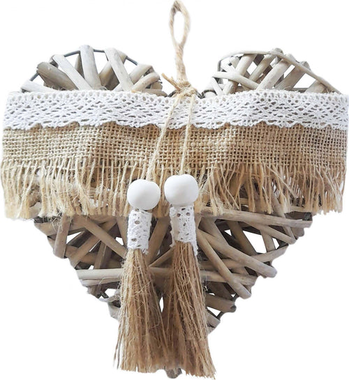 Cuore Da Appendere In Legno Stile Shabby Chic Cuore Decorazione Interni Con Nappe E Ricamo Bianco 20x20 Cm Casa e cucina/Decorazioni per interni/Accessori decorativi/Ghirlande Ideart - Valdilana, Commerciovirtuoso.it
