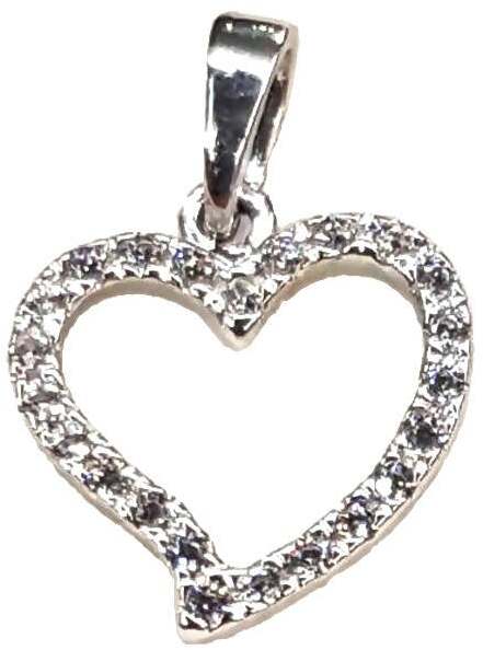 Cuore in Oro bianco 18 Kt Ciondolo Collana donna Pendente con tormalinebianche. Regalo per Lei