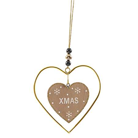 Pendente per albero di Natale laccato in metallo e legno da 11 cm