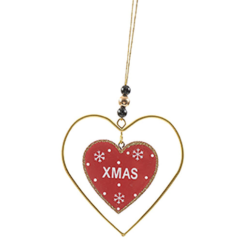 Pendente per albero di Natale laccato in metallo e legno da 11 cm