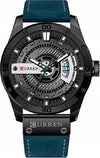 Curren-8301-Orologio-Analogico-Da-Polso-Al-Quarzo-Militare-Sport-In-Pelle-Blu