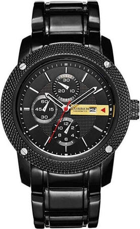 Curren-Orologio-Al-Quarzo-Da-Uomo-Stile-Sportivo/militare-In-Acciaio-Data-Nero