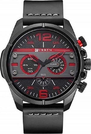 Curren-Uomo-Sport-Impermeabile-Cinturino-In-Pelle-Orologio-Da-Polso-8259-Nero