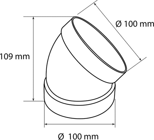 Curva a 45 ° per tubo aerazione canalizzata sezione Tonda in ABS Fai da te/Prodotti per la costruzione/Riscaldamento e raffreddamento/Registri griglie e sfiatatoi La Zappa - Altamura, Commerciovirtuoso.it