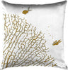 Cuscino-Arredo-Bifaccia-100%-cotone-Made-in-Italy-Coralli-Tre-Pesci-Ocra-su-Bianco-/-Bianco-40x40cm