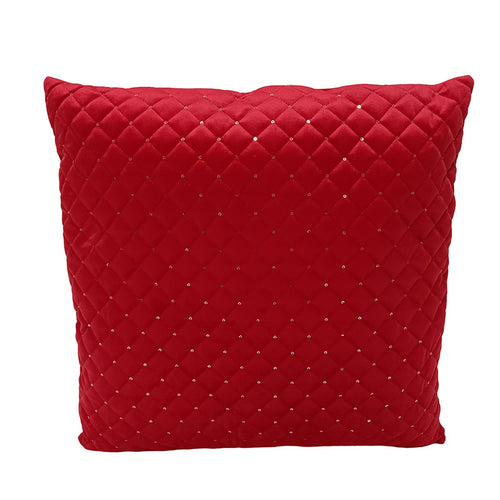 Cuscino in velluto colore rosso con pailettes per decorazioni natalizie 45 x 45 cm