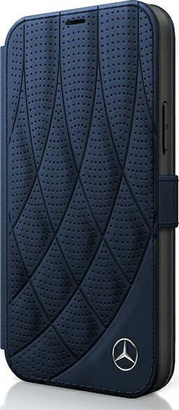 custodia-a-libro-mercedes-iphone-12-mini-blu-vera-pelle