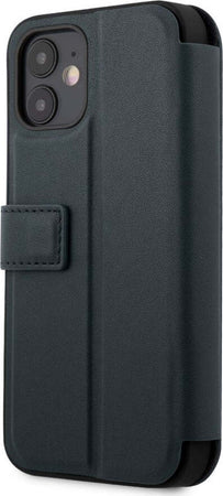 custodia-a-libro-mercedes-iphone-12-mini-blu-vera-pelle