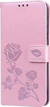 Custodia a Portafoglio per Motorola Moto G200 5G Case in Pelle Goffrata con Motivo Floreale Colore Rose Gold