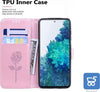 Custodia a Portafoglio per Motorola Moto G200 5G Case in Pelle Goffrata con Motivo Floreale Colore Rose Gold