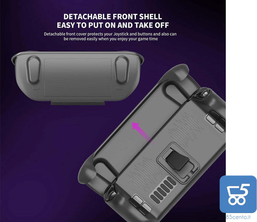 Custodia Protettiva con Cavalletto per Steam Deck Protezione Completa con Frontalino Staccabile